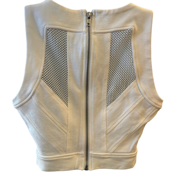 Guess White Crop Mesh Athletic Top S - Picture 9 of 13